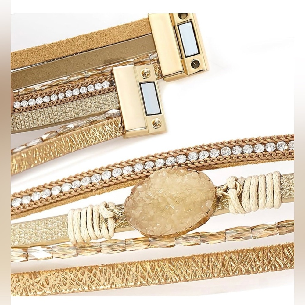 Layered Wrap Bracelet Multilayered with Magnetic Clasp - Picture 7 of 9